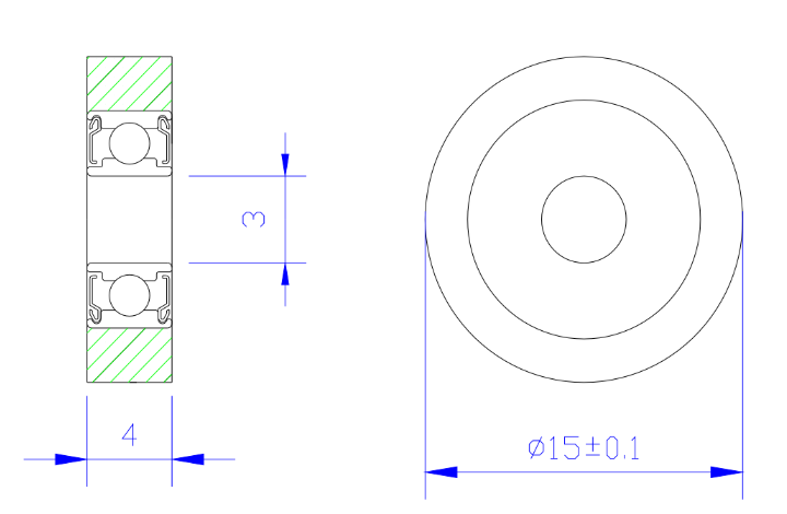 Load 3KG BS62315-4 3x15x4mm ID 3MM OD 15MM Thickness 4MM POM/NYLON/POK sliding window wheels