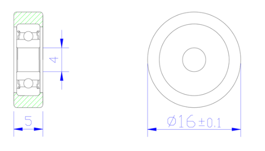 Load 3KG BS60416-5 4x16x5mm ID 4MM OD 16MM Thickness 5MM POM/NYLON/POK wheels for sliding door pulley bearing