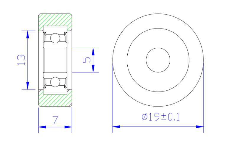 Load 15KG BS60519-7 5x19x7mm ID 5MM OD 19MM Thickness 7MM POM/NYLON/POK white sliding door bearing wheel rollers