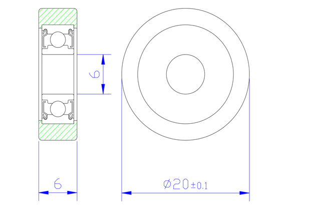 Load 15KG BS69620-6 6x20x6mm ID 6MM OD 20MM Thickness 6MM POM/NYLON/POK cabinet sliding door roller wheels