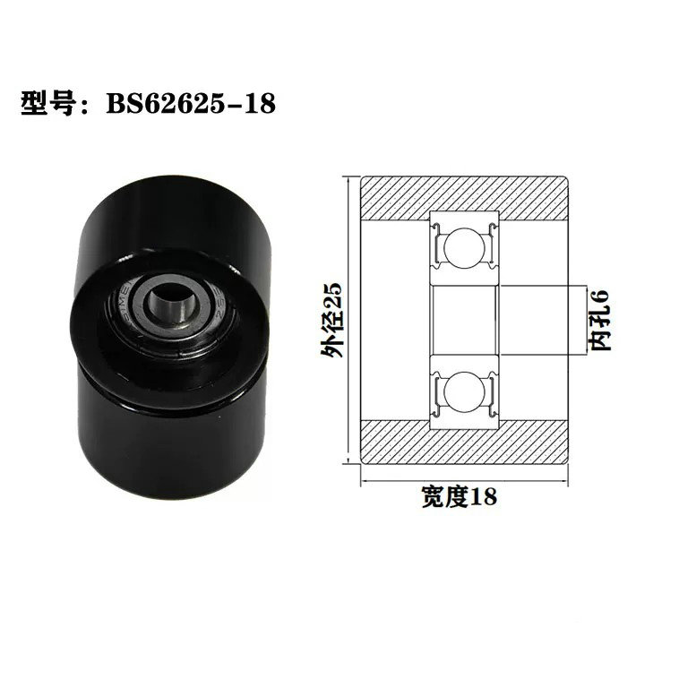 Load 15KG BS62625-18 6x25x18mm ID 6MM OD 25MM Thickness 18MM POM/NYLON/POK sliding door roller wheels