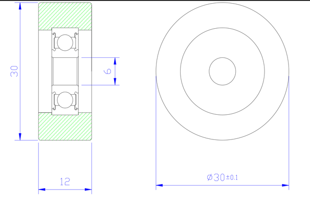 Load 15KG BS62630-12 6x30x12mm ID 6MM OD 30MM Thickness 12MM POM/NYLON/POK white garage roller