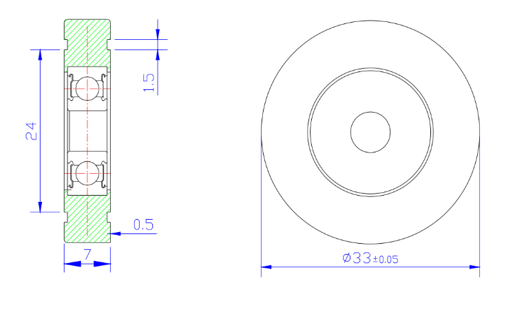 Load 25KG BS62633-7 6x33x7mm ID 6MM OD 33MM Thickness 7MM POM/NYLON/POK roller ball bearing