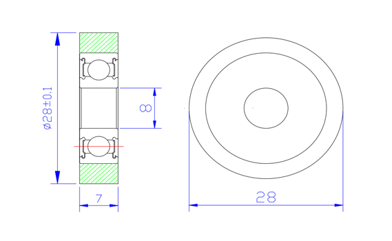 Load 30KG BS60828-7 8x28x7mm ID 8MM OD 28MM Thickness 7MM POM/NYLON/POK plastic roller bearings