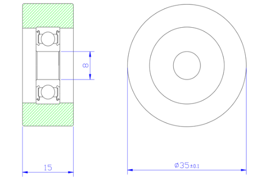 Load 25KG BS60835-15 8x35x15mm ID 8MM OD 35MM Thickness 15MM POM/NYLON/POK small roller wheel pulley