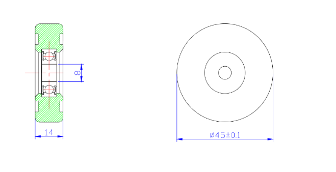 Load 25KG BS60845-14 8x45x14mm ID 8MM OD 45MM Thickness 14MM POM/NYLON/POK guide roller wheel pulley