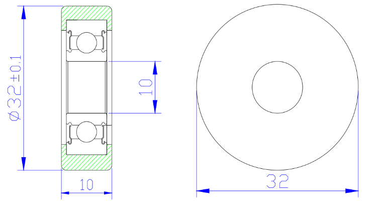 Load 25KG BS600032-10 10x32x10mm ID 10MM OD 32MM Thickness 10MM POM/NYLON/POK window roller sliding door roller