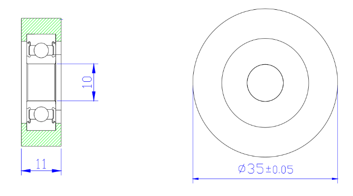 Load 25KG BS600035-11 10x35x11mm ID 10MM OD 35MM Thickness 11MM POM/NYLON/POK shower door roller