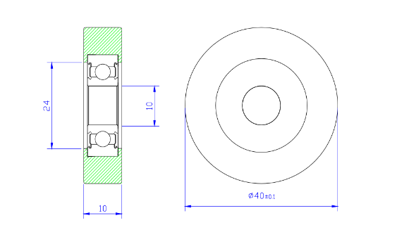 Load 25KG BS600040-10 10x40x10mm ID 10MM OD 40MM Thickness 10MM POM/NYLON/POK white sliding roller wheel