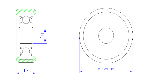 Load 25KG BS620036-13 10x36x13mm ID 10MM OD 36MM Thickness 13MM POM/NYLON/POK door roller white