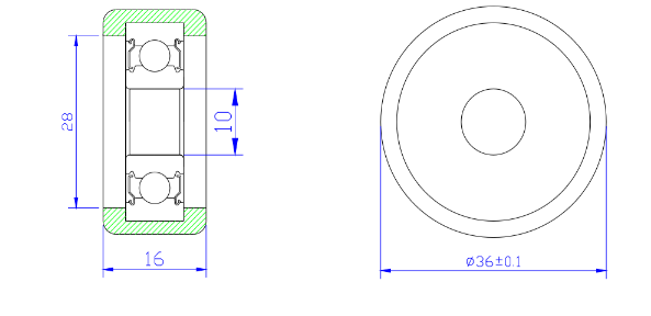 Load 25KG BS620036-16 10x36x16mm ID 10MM OD 36MM Thickness 16MM POM/NYLON/POK nylon roller wheel