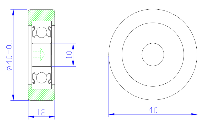 Load 25KG BS620040-12 10x40x12mm ID 10MM OD 40MM Thickness 12MM POM/NYLON/POK white roller gate wheel