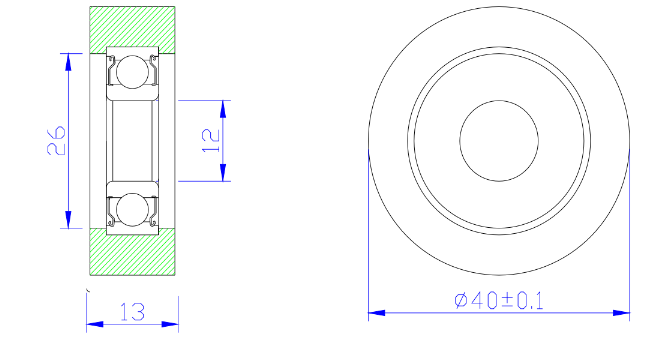 Load 25KG BS600140-13 12x40x13mm ID 12MM OD 40MM Thickness 13MM POM/NYLON/POK roller sliding door pulley