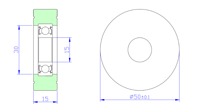 Load 25KG BS600250-15 15x50x15mm ID 15MM OD 50MM Thickness 15MM POM/NYLON/POK bearing roller wheel