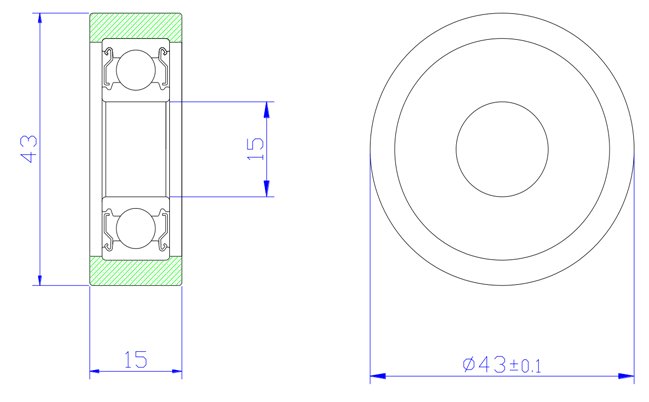 Load 25KG BS620243-15 15x43x15mm ID 15MM OD 43MM Thickness 15MM POM/NYLON/POK sliding door track roller