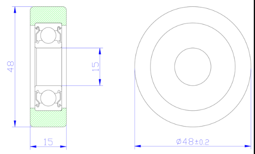 Load 50KG BS620248-15 15x48x15mm ID 15MM OD 48MM Thickness 15MM POM/NYLON/POK track roller bearing