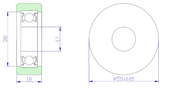 Load 50KG BS620350-18 17x50x18mm ID 17MM OD 50MM Thickness 18MM POM/NYLON/POK steel roller door roller wheel