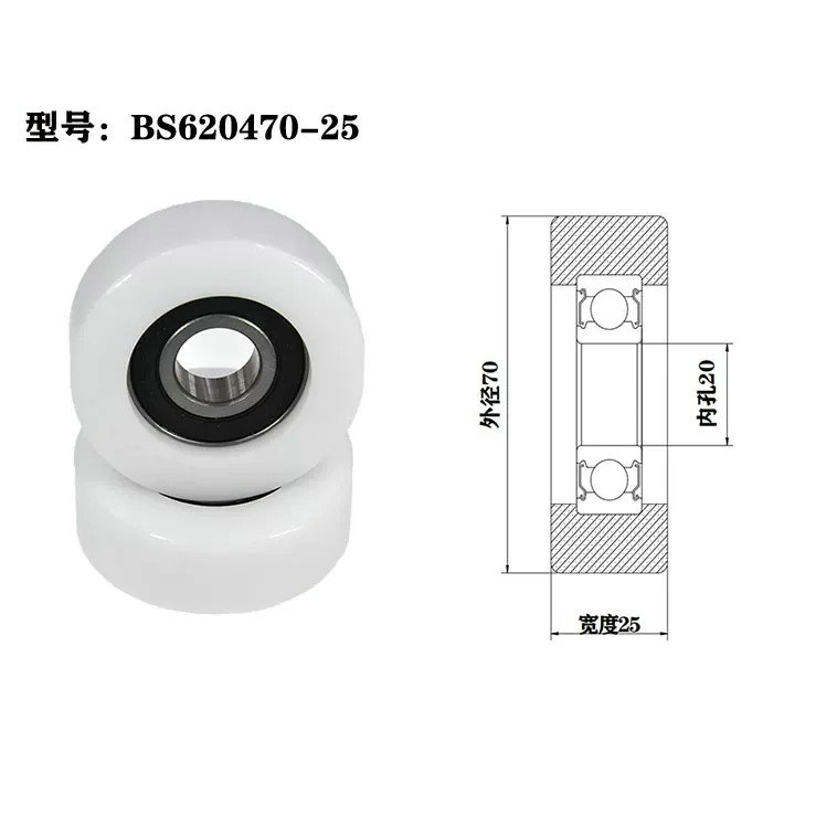 Load 50KG BS620470-25 20x70x25mm ID 20MM OD 70MM Thickness 25MM POM/NYLON/POK roller track conveyor