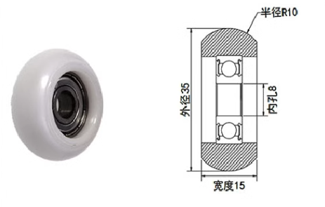 BSR60835-15 8x35x15mm Sliding shower glass door rollers