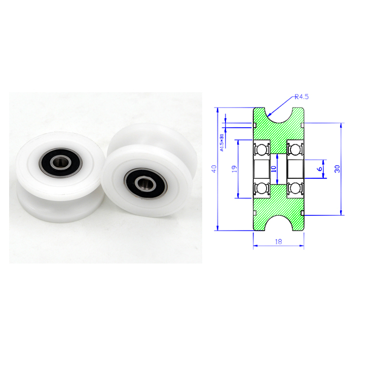 U Groove Roller Bearing BSTU62640-18 6x40x18mm ID 6MM OD 40MM Thickness 18MM U Groove Roller Bearing Window Door Cabinet Roller