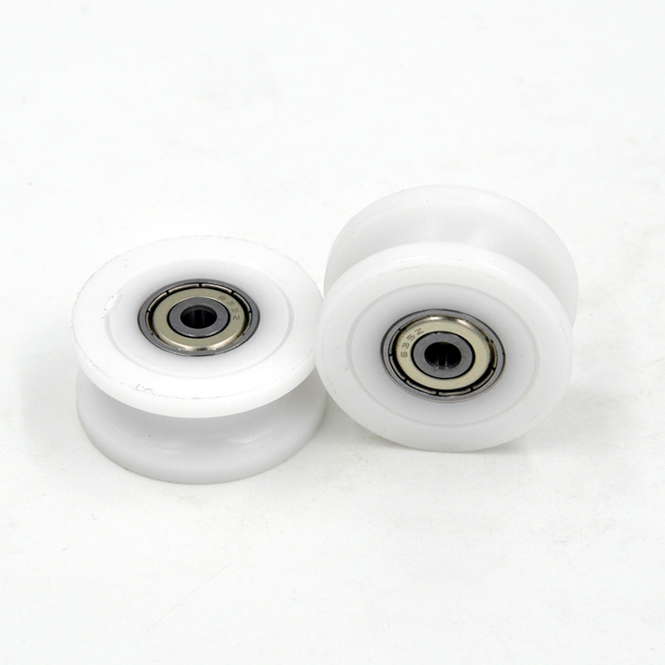 U Groove Roller Bearing BSTU63540-18 5x40x18mm ID 5MM OD 40MM Thickness 18MM Wheels Bearing Rollers Groove Pulley White POM Nylon Plastic Wheel