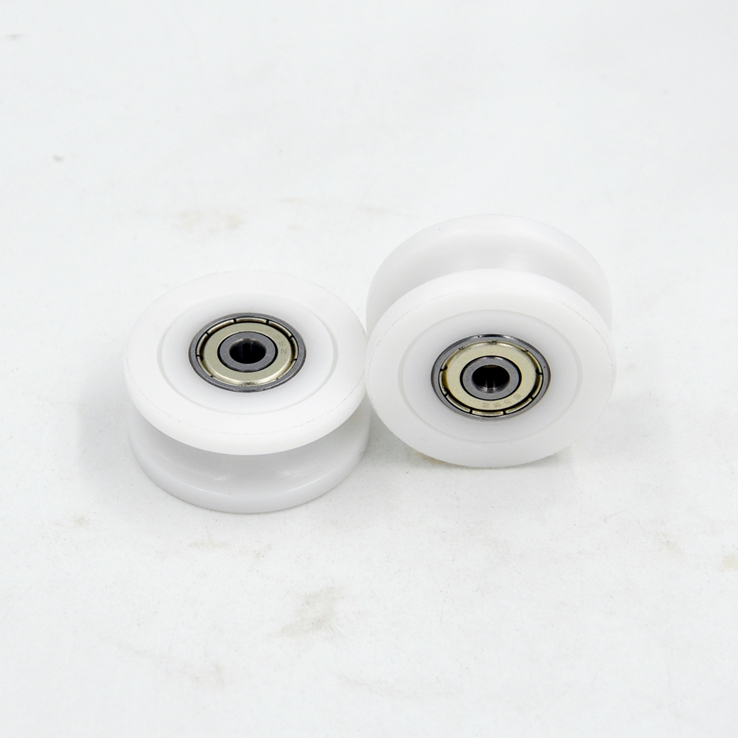 U Groove Roller Bearing BSTU63540-18 5x40x18mm ID 5MM OD 40MM Thickness 18MM Wheels Bearing Rollers Groove Pulley White POM Nylon Plastic Wheel