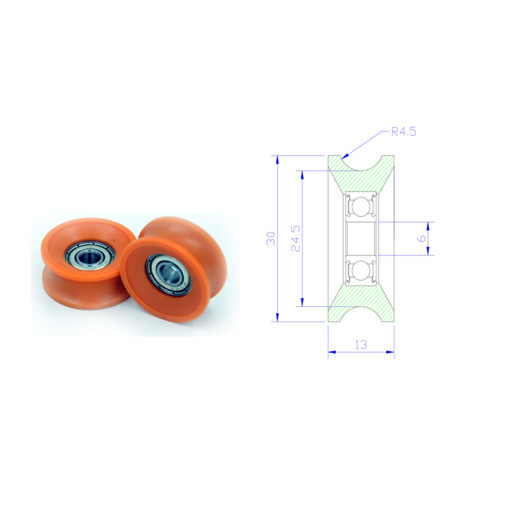 U Groove Roller Bearing BSU60630-13 6x30x13mm ID 6MM OD 30MM Thickness 13MM U Groove Pulley U-Groove Roller Guide Wheel