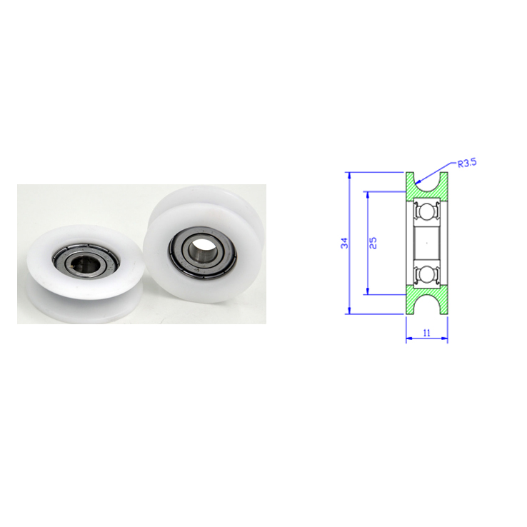 U Groove Roller Bearing BSU60834-11 8x34x11mm ID 8MM OD 34MM Thickness 11MM Guide Bearing Pulley Rail Ball Wheel for Driving Mechanical Equipment