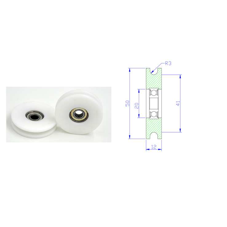 U Groove Roller Bearing BSU60850-12 8x50x12mm ID 8MM OD 50MM Thickness 12MM U Groove Roller Wheel for Used in Doors Windows