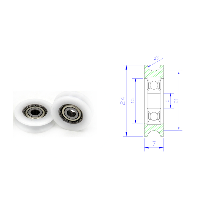 U Groove Roller Bearing BSU62524-7 5x24x7mm ID 5MM OD 24MM Thickness 7MM U Groove Plastic Pulley Bearings