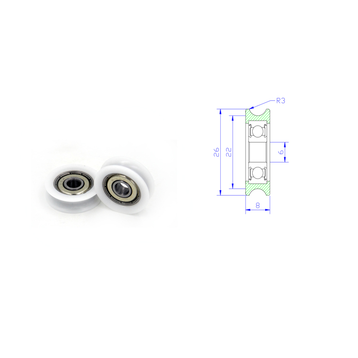 U Groove Roller Bearing BSU62626-8 6x26x8mm ID 6MM OD 26MM Thickness 8MM U Groove Sliding Door Window Roller Pulley