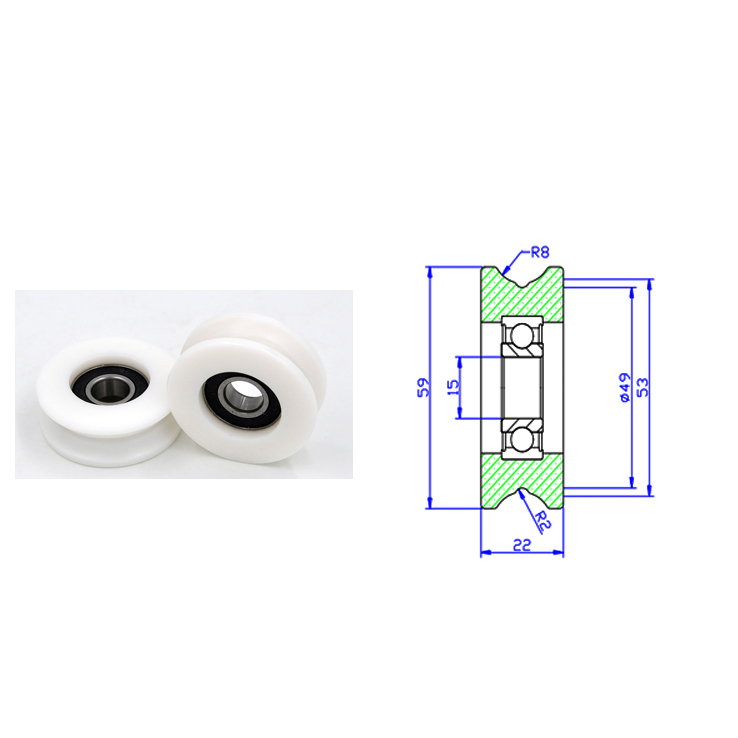 U Groove Roller Bearing BSU620259-22 15x59x22mm ID 15MM OD 59MM Thickness 22MM U Groove Sliding Door Window Roller with Bearings