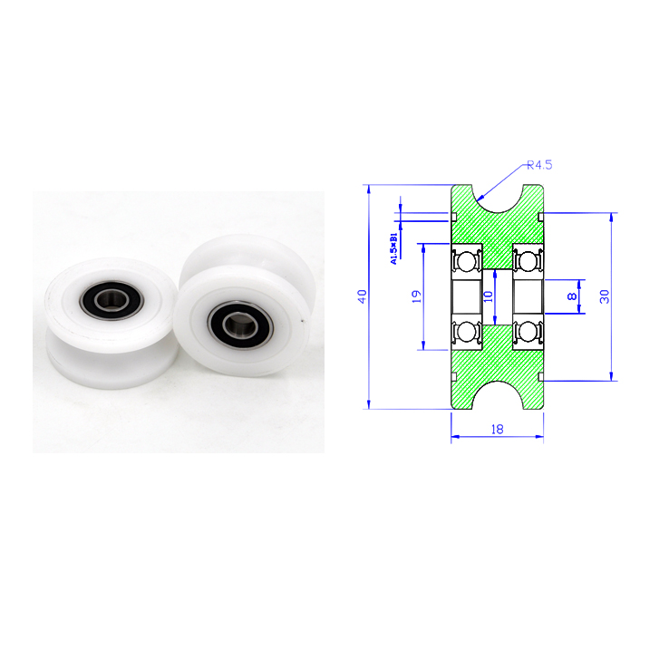 U Groove Roller Bearing BSUT69840-18 8x40x18mm ID 8MM OD 40MM Thickness 18MM cover roller bearing guide zinc alloy slid garage wheel rollers doores wheel