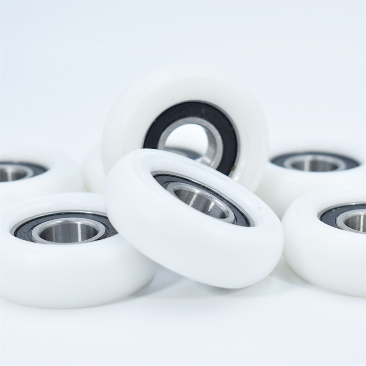 BSR600350-20 17x50x20mm OD 50mm Plastic Coated Bearing Rollers With 6003 Bearing Nylon Pulleys For Fruit Sorting Machines.jpg