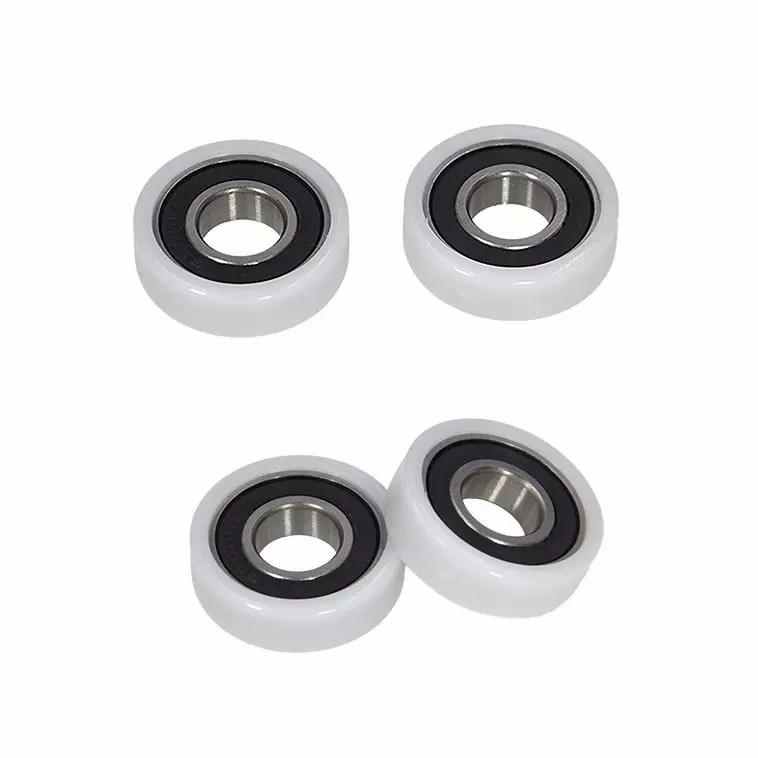 Load 20KG BS690025.4-8 10x25.4x8mm ID 10MM OD 25.4MM Thickness 8MM POM Nylon PA Coated Wheels with Bearings for Warehouse Applications